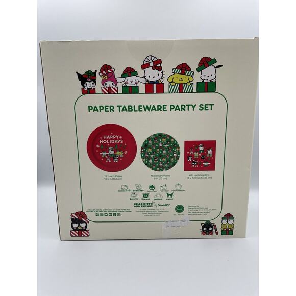 Hello Kitty Holiday Party Christmas Paper Tableware Party Set! NEW In Box - Picture 5 of 9